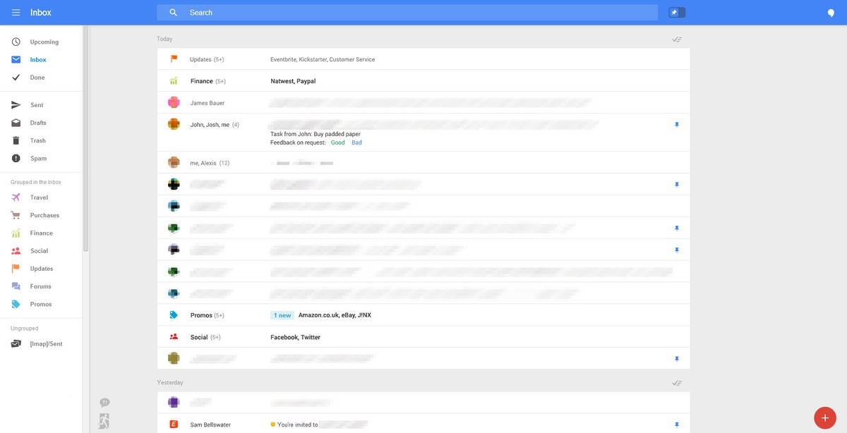 Gmail redesign-tabs for travel, finances and purchases